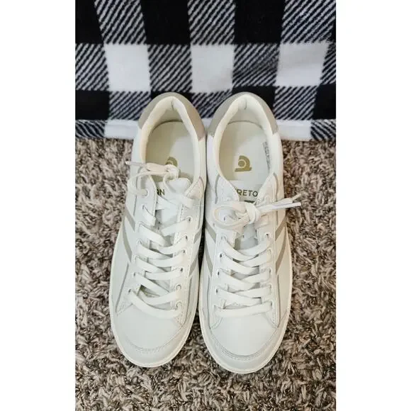 Tretorn Serve Sneakers Womens 7 White Taupe Casual Low Top Lace Up Shoes