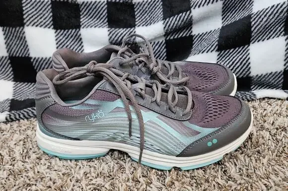 Ryka Devotion Plus 2 Womens Size 8.5 Gray Aqua Walking Athletic Shoes Sneakers