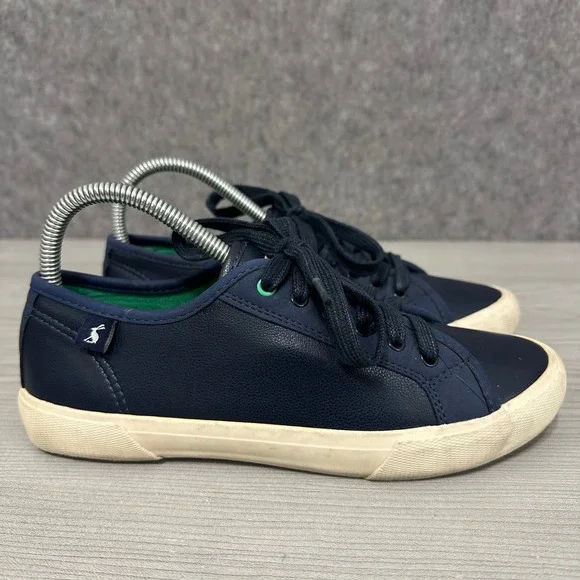 Joules‎ Coast Pump Navy Blue Faux Leather Lace Up Sneakers Women US 7