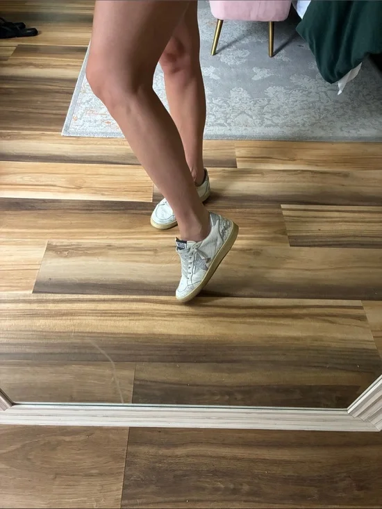 Golden Goose BALLSTAR White With Silver Glitter Star EU 38 (US 8)