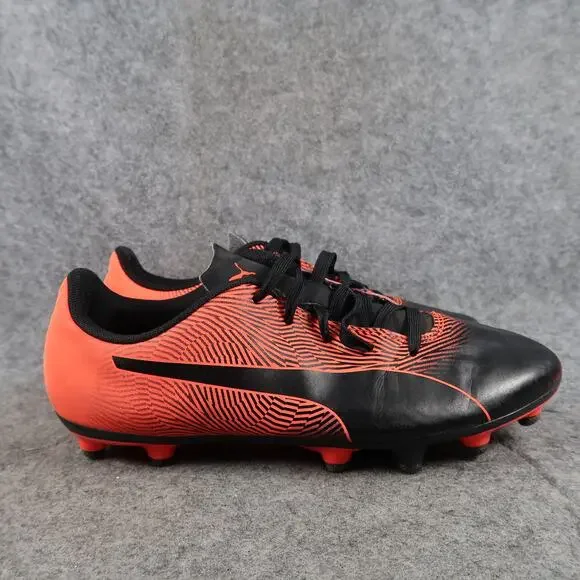 Puma Shoes Kids 4.5 Soccer Cleats Spirit II FG Athletic Sport Lace Up Black Red
