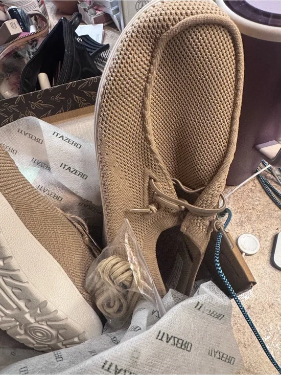 Women's Knit Slip-On Sneakers in Tan
