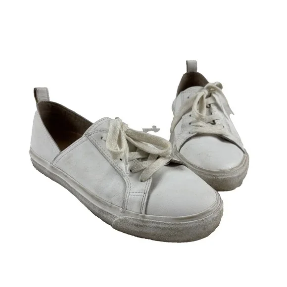 Lucky Brand Sneakers Womens White Leather Side Cutout Low Top‎ Lace Up Shoes