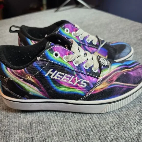 Heelys Kids Black Purple Multicolor Skate Shoes Size 4 Lace Up