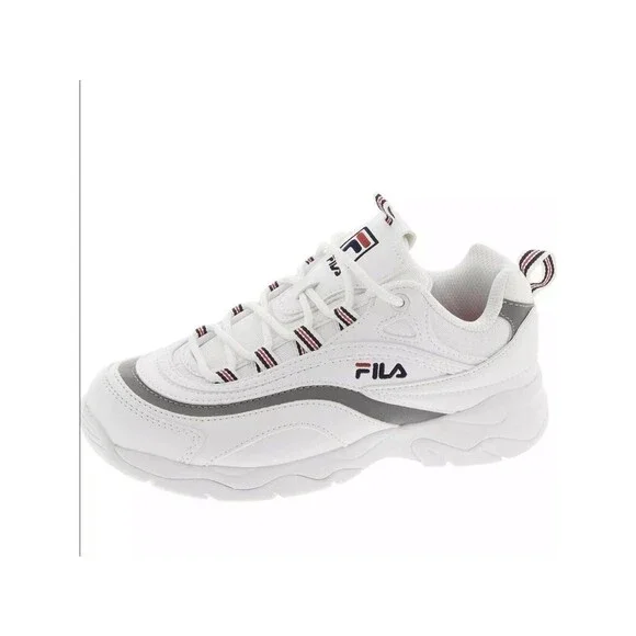 NWT FILA Ray Tracer Kids Leather White Chunky Sneakers Sz 6-6.5