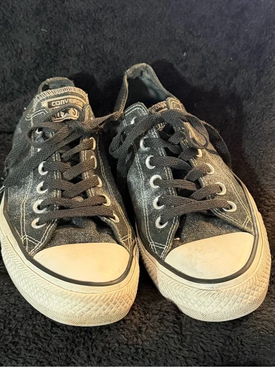 Converse Chuck Taylor All Star Low Top Washed Black Canvas Lace Up 545026F Sz 8