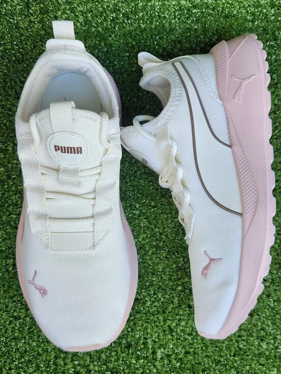 Puma Pacer Future Rose/Cream Size 4 Big Girls Youth SoftFoam Comfort Sneakers