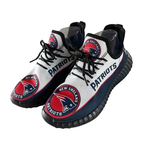 New England Patriots Sneakers Womens 37 White Navy Red NFL‎ Fan Gear Knit Shoes