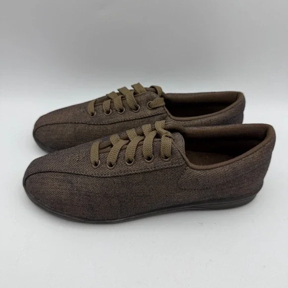 Easy Spirit Walking Shoes Womens 5M Brown Textile Lace Up Low Top Sneakers