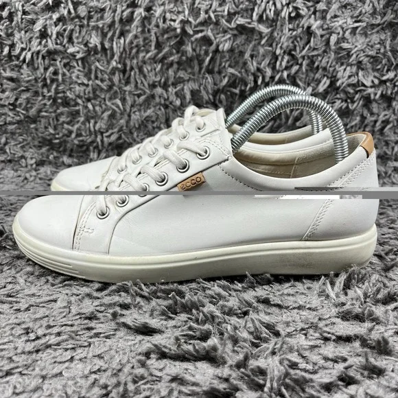 ECCO Soft VII Shoes Womens Size EU 39 White Leather Casual Comfort Sneakers