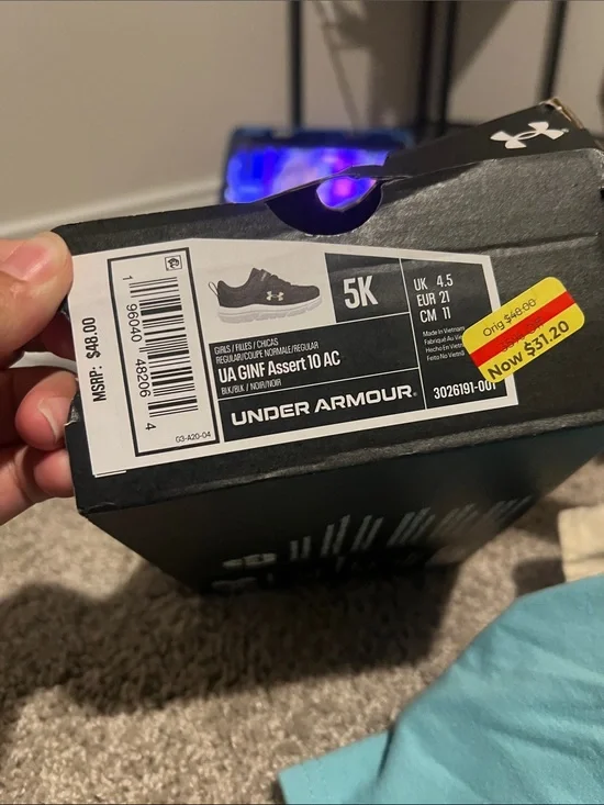 Under Armour Black Kids UA G/INF Assert 10 AC Shoe Box