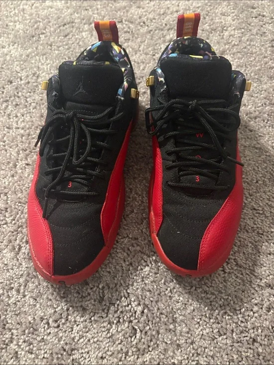 Jordan Men Black & Red Basketball Sneakers with Colorful Inner Collar