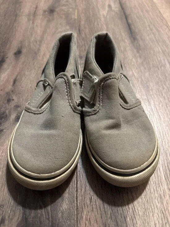 Vans Toddler Size 9 Checkered Slip-On Shoes Beige Canvas Casual