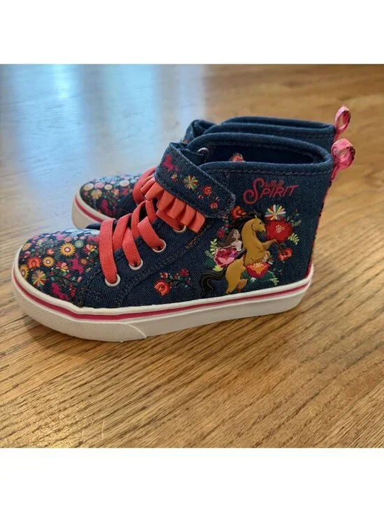 Wild Spirit Denim High Top Embroidered Sneakers Shoes NWOT Girls 12