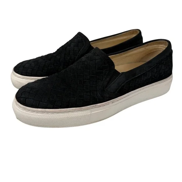 M. Gemi Womens The‎ Cerchio Black Woven Nubuck Suede Sneakers Loafers EU37/US 7