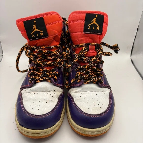 Jordan 1 Retro High Taz Court Purple Bright Crimson Kids 6Y 705300-507