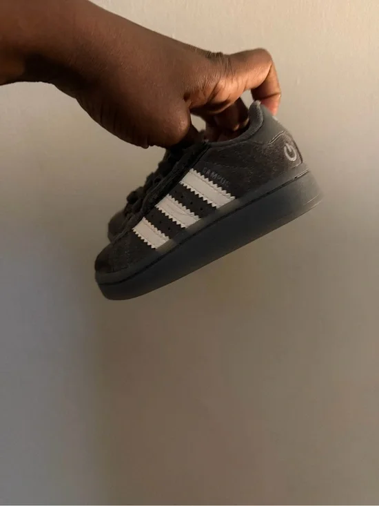 adidas Kids Campus Suede Sneakers in Charcoal Gray and White LED LIGHT UP