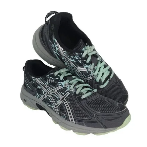 ASICS Gel Venture 6 Womens Pre-owned Gray & Teal Running Sneakers - sz. 6