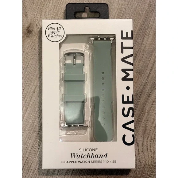 Case-Mate Sage Green Silicone Watchband for Apple Watch Series 1-10 SE All Sizes