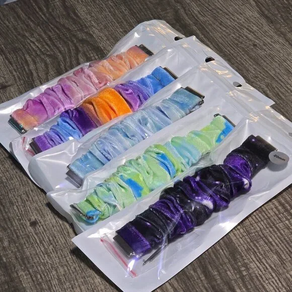 5 Pack Bundle -Fluffy 20mm Scrunchie Watchband for Samsung and Smart Watch Lot