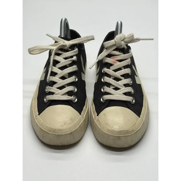 Veja Nova Black Canvas Low Top‎ Sneakers Women Pierre Cream Logo Size 7