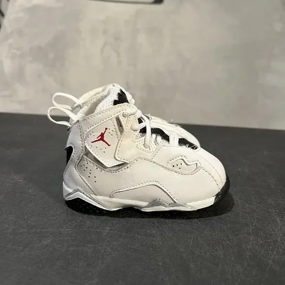 Nike Air Jordan True Flight Shoes Toddler 5C White Black Red Sneakers 343797-121
