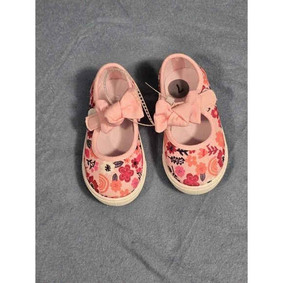 Toddler Girls Floral Bow Mary Jane Canvas Shoes New 7