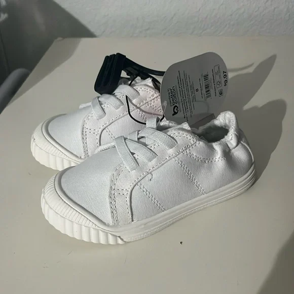 New Wonder Nation Girl’s Boy’s White Canvas Slip on Sneakers Size 8 NWT