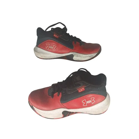 Under Armour Kids Basketball Shoes Red‎ Black Youth Size 5Y