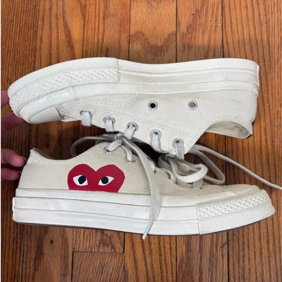 Comme des Garcons PLAY x Converse Chuck Taylor All Star Low‎ Cream Shoes size 6
