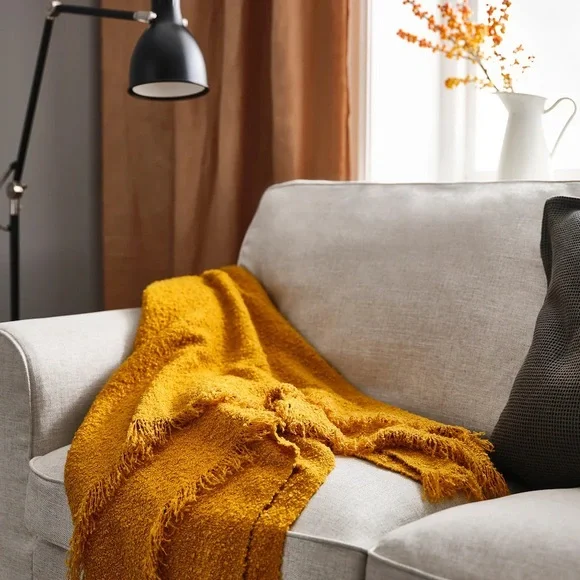 SANDBRODD Throw, dark yellow, 51x67 