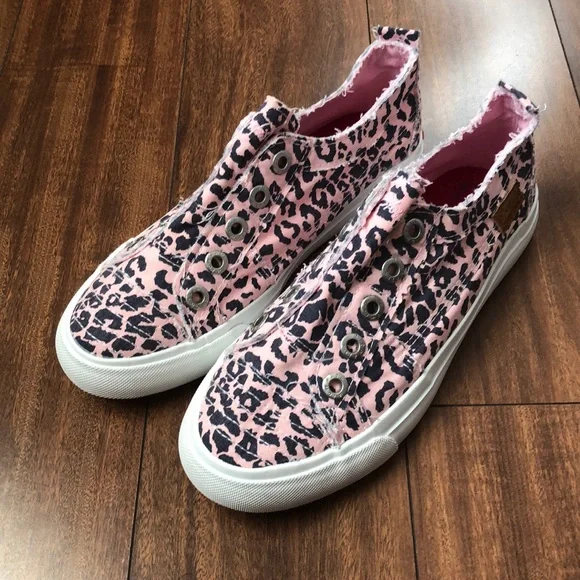 Blowfish Pink Leopard Print Slip-On Kids Sneakers