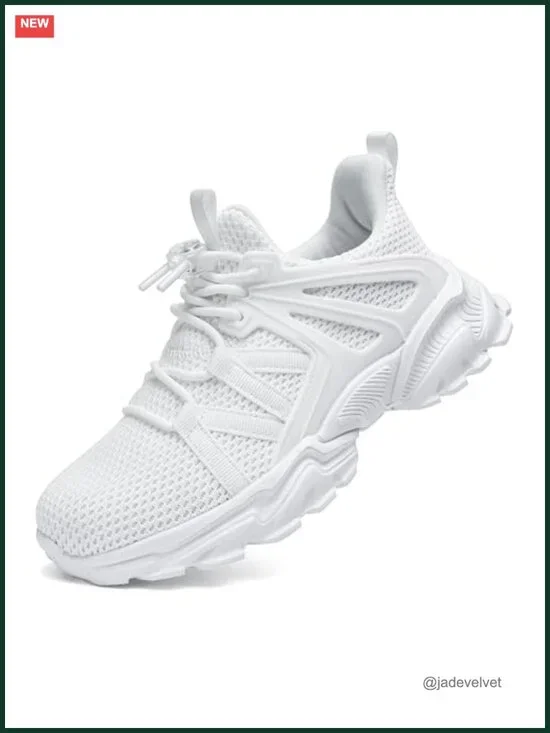 Kids Lightweight Breathable Hook & Loop Sneakers Athletic Running Shoes