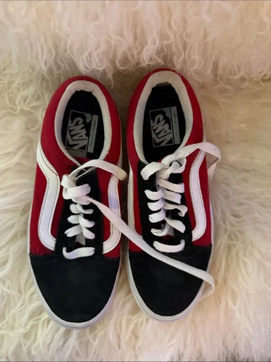 Vans Old Skool Sneakers in Red, Black & White