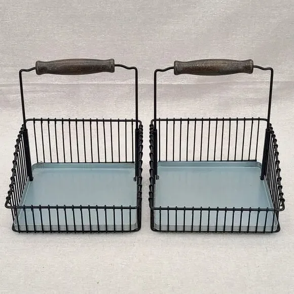 2 x IKEA Fintorp Black Wire Hanging Basket Carina Bengs, For Rail System 7.75”