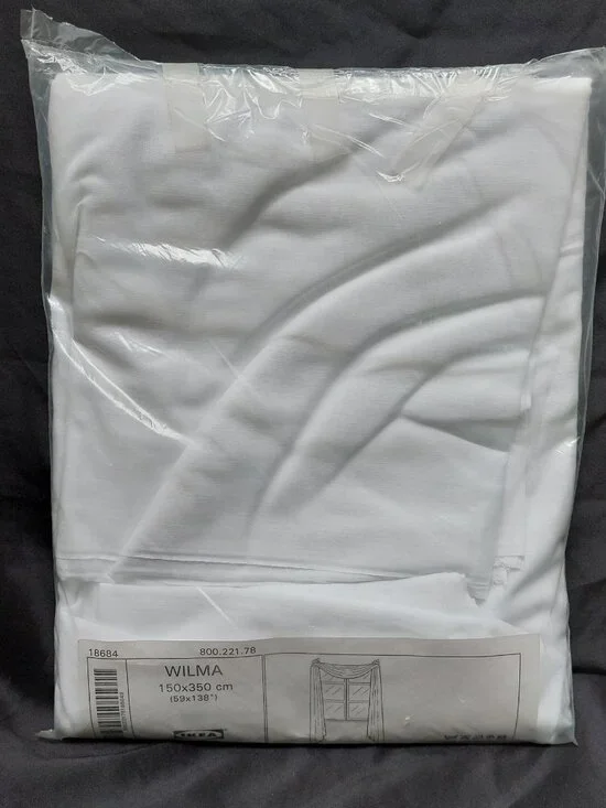 IKEA WILMA 800.221.78 White Semi Sheer Curtains Panel Swag 59