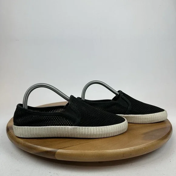Womens Frye‎ Camille Black Perforated Leather Casual Comfort Sneakers Size 6.5 M