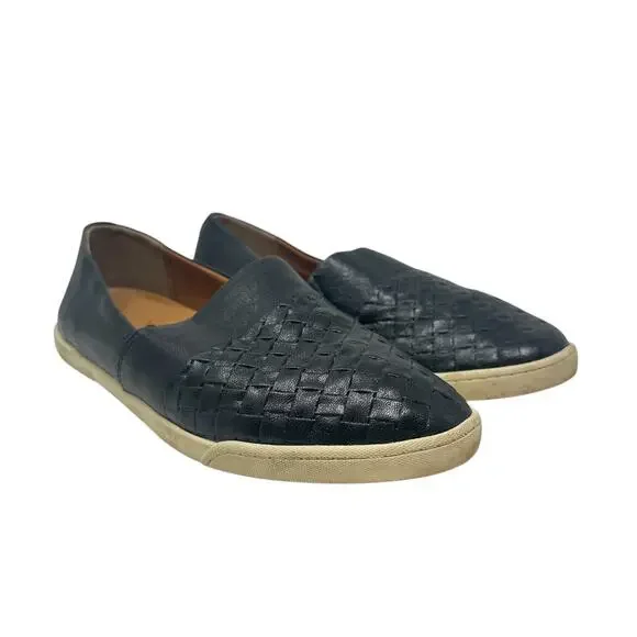 Patricia Nash Licata Slip On Sneakers Flat Braided Leather Black Size US 8.5‎