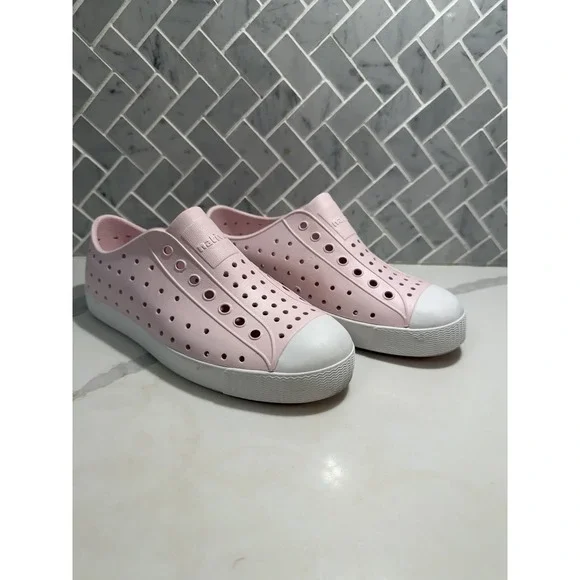 Native Jefferson Kid's Slip-On Shoe/Sneaker - Milk Pink/Shell White, Size: J3