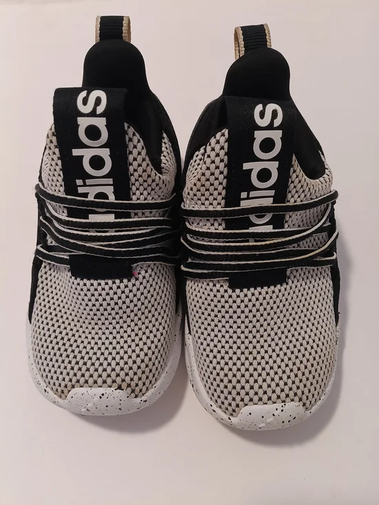 Adidas Kids Easy Slip-On Athletic Shoes Black White Speckled Size US 7.