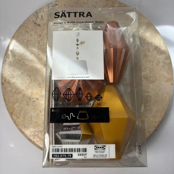 SET OF 2 IKEA SATTRA Pendant Lamp‎ Decoration Gold Copper Silver 702.979.79 NEW
