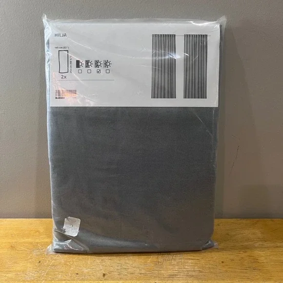 IKEA Hilja Gray Curtains 1 Pair 2 Panels 57x98.5 Light Filtering 403.907.33 NEW