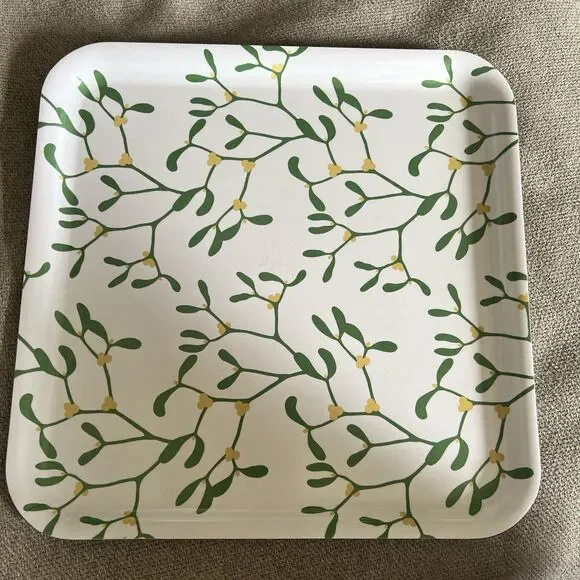 Ikea 13” Green Yellow Vinter Tray White  Decor plastic 13