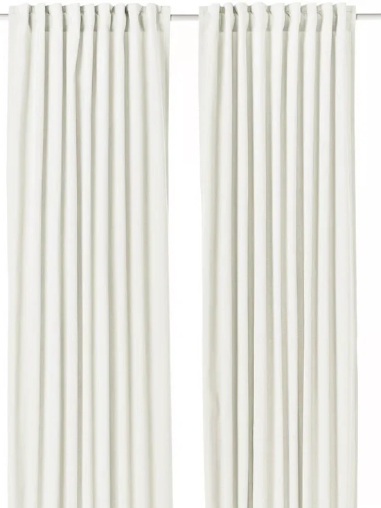 IKEA Sanela Off White Curtains, 1 pair, off-white/with heading tape, 55x98 