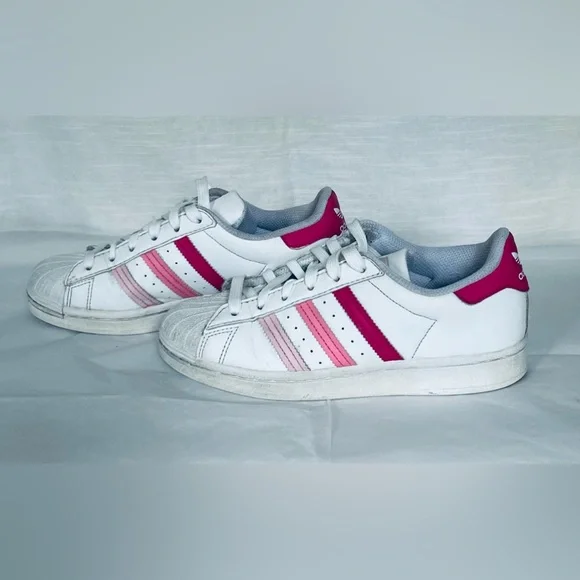Adidas SuperStar J Women's White Pink Bliss Sport‎ Sneakers with Gradient Color