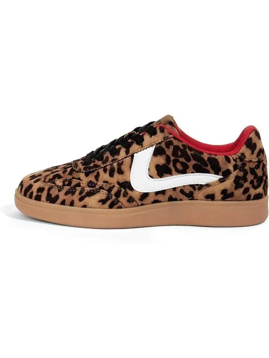 Women's Leopard Classic Fashion Casual Skate No Slip Lace Up Walking Sneakers