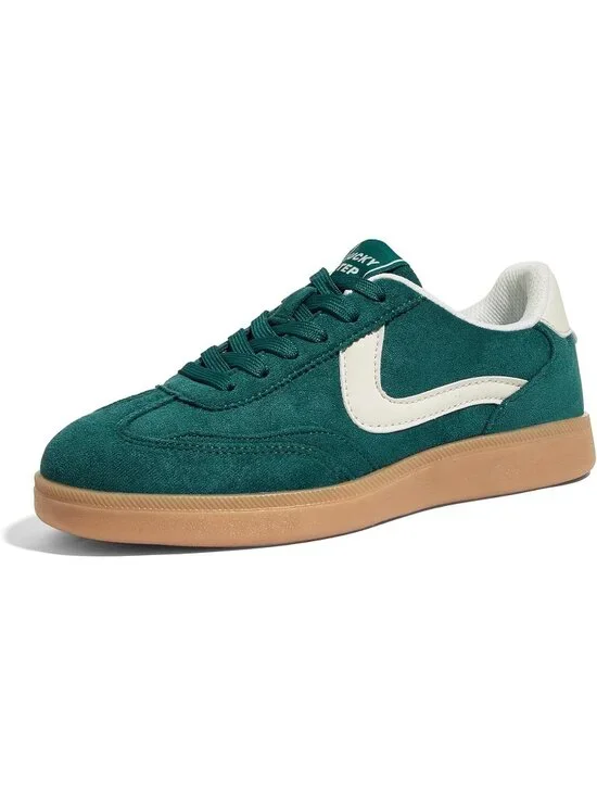 Women's Green Classic Fashion Casual Skate No Slip Lace Up Walking Sneaker Shoes
