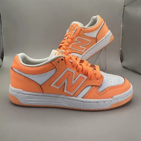 New Balance 480 Shoes Youth Size 4 Orange White Sneakers Lace Up
