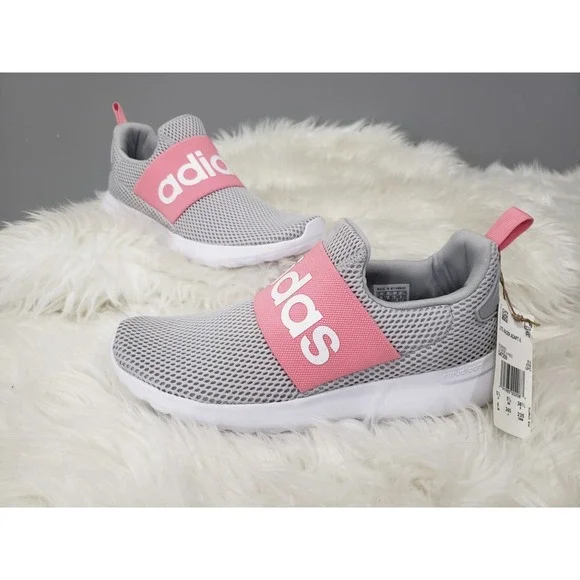 Adidas Kids Lite Racer Adapt 4.0 Q47209 Low Top Gray Pink‎ Running Shoes Size 6