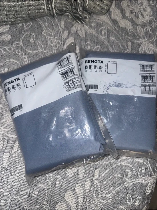 2 New IKEA Bengta Block-out Curtains Blue 83”x98”